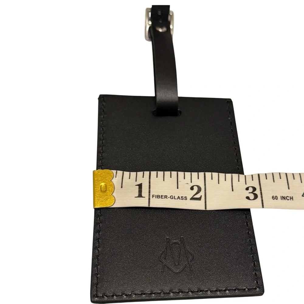 Rimowa Black Leather Luggage Tag with Silver Buckle Strap Travel Accessory